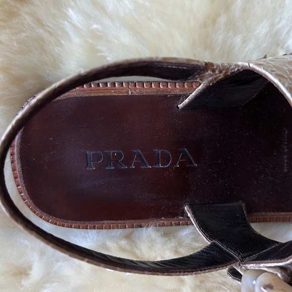 Prada Snakeskin Leather Buckle Sandals - Picture 4 of 9
